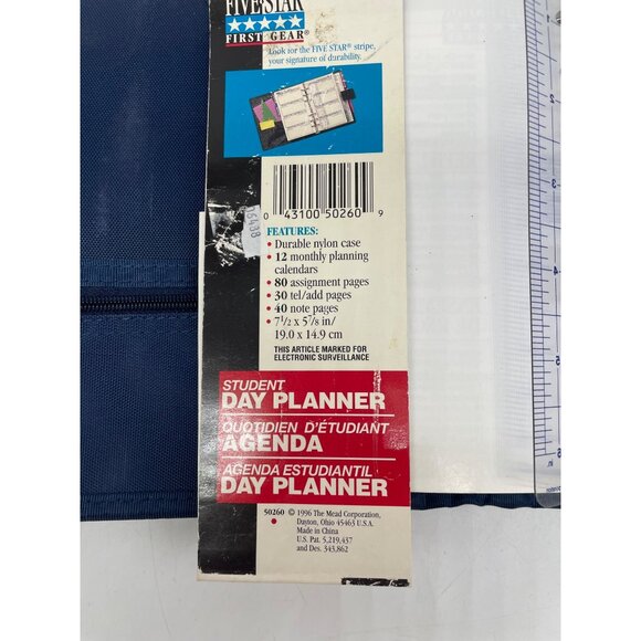 VTG "90's Mead Five Star Student Day Planner Blue Binder Organizer Tabs Zippered - Picture 8 of 13